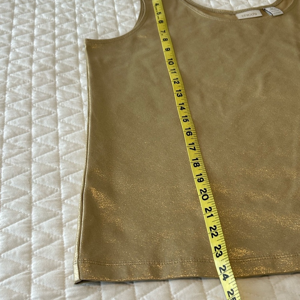 Chico’s XL Gold Stretch Tank Top Size 3 - Picture 4 of 9